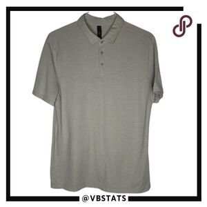 Lululemon Gray with Subtle Stripe Short Sleeve Evolution Polo Shirt‎ Size Large